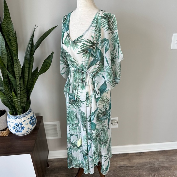 Kona Sol Palm Leaf Sheer Swim Coverup - Picture 6 of 8